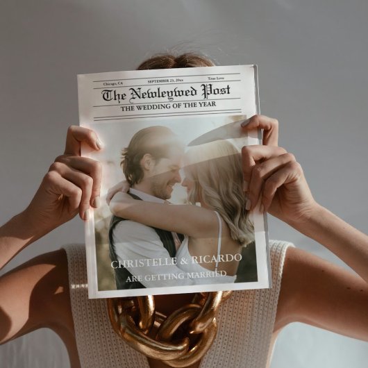 Zeitung Hochzeitzeitzeitschrift und Infografik zum Karte