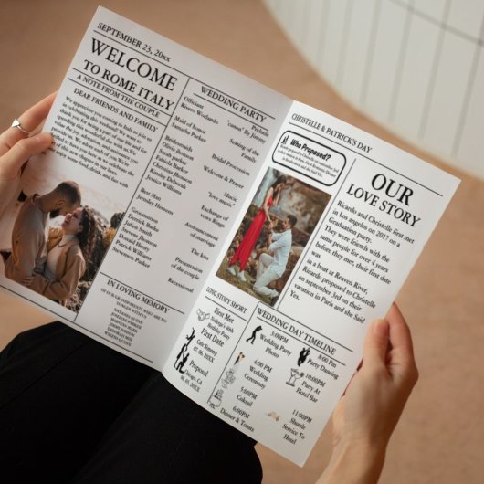 Zeitung Hochzeitzeitzeitschrift und Infografik zum Karte