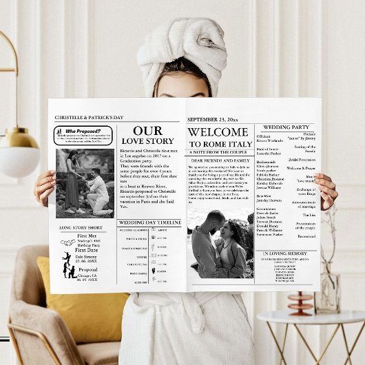 Zeitung Hochzeitzeitzeitschrift und Infografik zum Karte