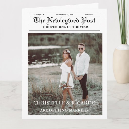 Zeitung Hochzeitzeitzeitschrift und Infografik zum Karte (Vorderseite)