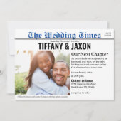 Zeitung Horizontal Blue Wedding Einladung (Vorderseite)