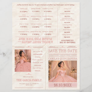 Zeitung im Vintage-Stil zur Quinceañera-Save-the-D Flyer