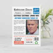 Zeitung jedes Zeitalter Geburtstag Foto Einladung (Stehend Vorderseite)