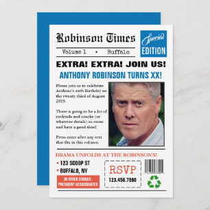 Zeitung jedes Zeitalter Geburtstag Foto Einladung