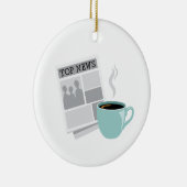 Zeitung & Kaffee Keramik Ornament (Rechts)