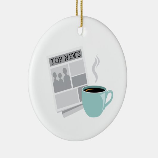 Zeitung & Kaffee Keramik Ornament (Rechts)