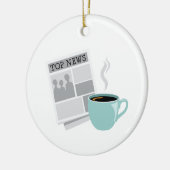 Zeitung & Kaffee Keramik Ornament (Links)