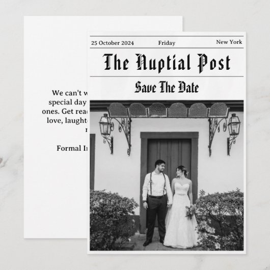 Zeitung lustig speichern Einladung (Vorne/Hinten)