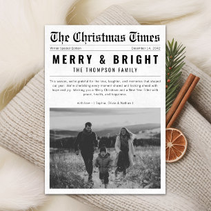 Zeitung Merry and Bright Family Christmas Foto Feiertagskarte