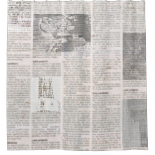 Zeitung mit altem unlesbarem Text. Vintage Grunge Duschvorhang