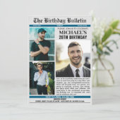 Zeitung mit Fotos jeden Geburtstag Einladung (Stehend Vorderseite)