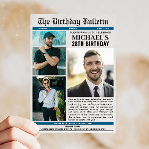 Zeitung mit Fotos jeden Geburtstag Einladung
