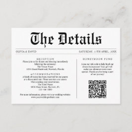 Zeitung QR Code Eindeutige Hochzeitdetails Begleitkarte