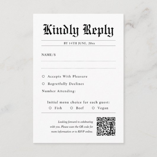 Zeitung QR Code Unique Wedding RSVP (Vorderseite)