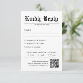 Zeitung QR Code Unique Wedding RSVP Karte (Stehend Vorderseite)