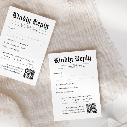 Zeitung QR Code Unique Wedding RSVP Karte