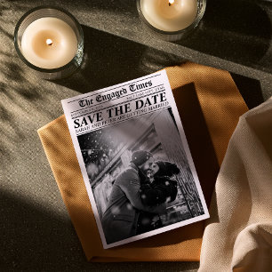 Zeitung Retro Save the Date einzigartig