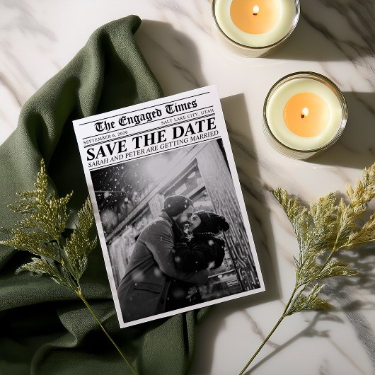 Zeitung Retro Save the Date einzigartig