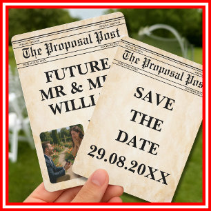 Zeitung Rustikales Fun Foto Save the Date Einladung