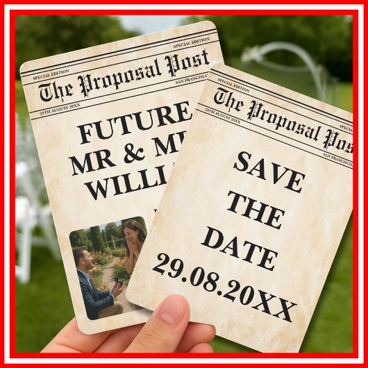 Zeitung Rustikales Fun Foto Save the Date Einladung
