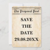 Zeitung Rustikales Fun Foto Save the Date Einladung (Rückseite)
