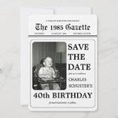 Zeitung Save the Date Geburtstagsfoto (Vorderseite)