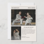 Zeitung Save the Date Hochzeit Beige Karte (Rückseite)