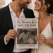 Zeitung Save the Date Hochzeit Beige Karte