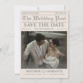 Zeitung Save the Date Hochzeit Warm Ivory Karte (Vorderseite)