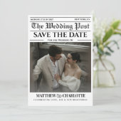 Zeitung Save the Date Hochzeits-Einladung (Stehend Vorderseite)