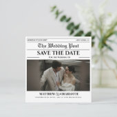 Zeitung Save the Date Hochzeits-Einladung (Stehend Vorderseite)