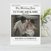 Zeitung Save the Date Hochzeitskarte (Stehend Vorderseite)