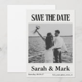Zeitung Save the Date Vintage Benutzerdefiniertes (Vorne/Hinten)