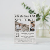Zeitung Save the Date zwei Fotos Postkarte (Stehend Vorderseite)