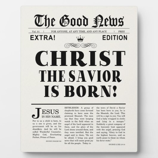 Zeitung Schlagzeilen Weihnachten Fotoplatte (Vorderseite)