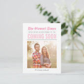Zeitung | Schwangerschaftsankündigung | Pink Ankündigungspostkarte (Stehend Vorderseite)