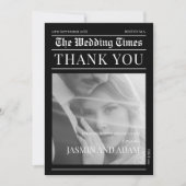 Zeitung Schwarzer Dunkler Modus Einzigartiges Foto Dankeskarte (Vorderseite)