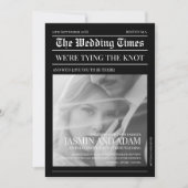 Zeitung Schwarzer Dunkler Modus Einzigartiges Foto Einladung (Vorderseite)