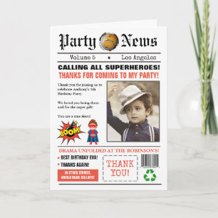 Zeitung Superheld Geburtstagsfeier Foto Dankeskarte