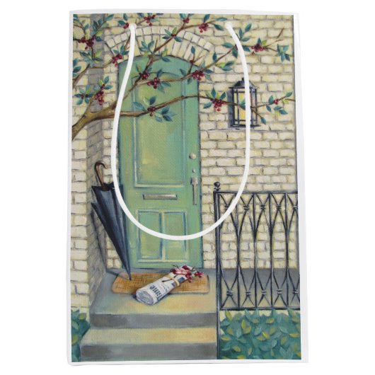 Zeitung & Umbrella Porch Geschenktasche Mittlere Geschenktüte (Vorderseite)