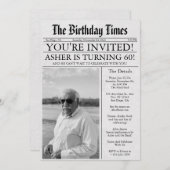 Zeitung Unique Fun 60. Geburtstag Foto Party Einladung (Vorne/Hinten)