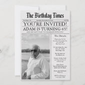 Zeitung Unique Fun 65. Geburtstag Foto Party Einladung (Vorderseite)