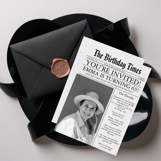 Zeitung Unique Fun 65. Geburtstag Foto Party Einladung