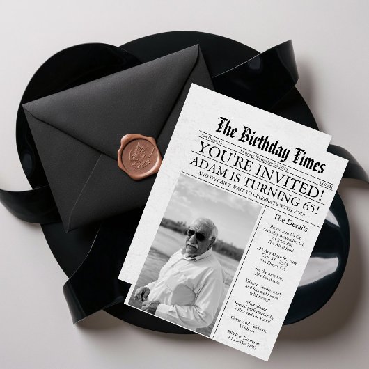Zeitung Unique Fun 65. Geburtstag Foto Party Einladung
