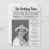 Zeitung Unique Fun 65. Geburtstag Foto Party Einladung (Vorderseite)