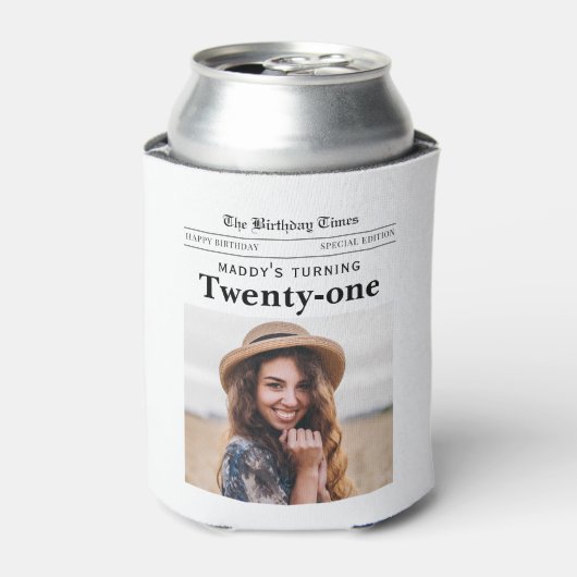 Zeitung zum 21. Geburtstag Dosenkühler (Kanne Vorderseite)