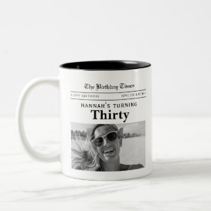 Zeitung zum 30. Geburtstag Zweifarbige Tasse