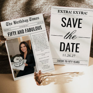 Zeitung zum 50. Geburtstag: Fifty And Fabulous Einladung