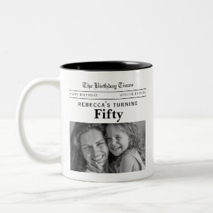 Zeitung zum 50. Geburtstag Zweifarbige Tasse