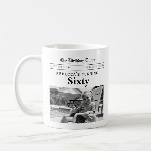Zeitung zum 60. Geburtstag Kaffeetasse (Links)